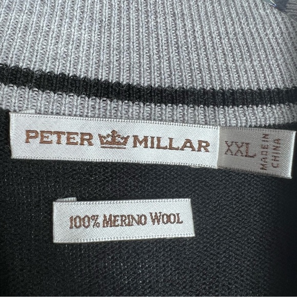PETER MILLAR Black 100% Merino wool 1/4 zip Sweater | Nebraska Cornhuskers - Picture 4 of 7